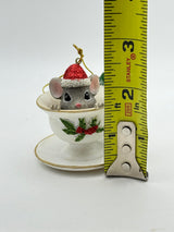 Nostalgic Mouse With Teacup Christmas Holiday Ornaments