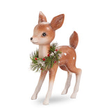 Raz Retro Deer with Wreath Vintage Christmas Figure Set of 2