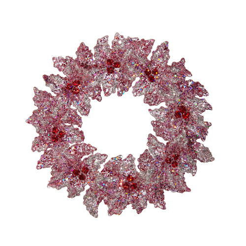 RAZ 5.25" BLUSHING GLITTERED WREATH ORNAMENT - 4419098