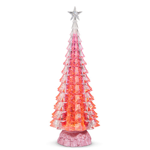 Raz 15" Lighted Pink Tree with Swirling Glitter