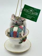 Nostalgic Mouse With Teacup Christmas Holiday Ornaments