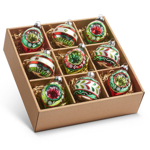 Raz 3.5" Box of Vintage Reflector Ornaments