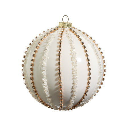 Raz 5" Rhinestone and Pearl Ball Glass Christmas Ornament