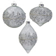 Raz Exclusive 4" Beaded Silver Glass Christmas Ornament