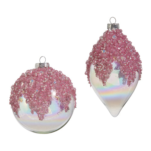 RAZ 4" PINK BEADED ORNAMENT