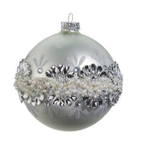 Raz 5" Silver Jeweled and Pearl Glass Ball Christmas Ornament