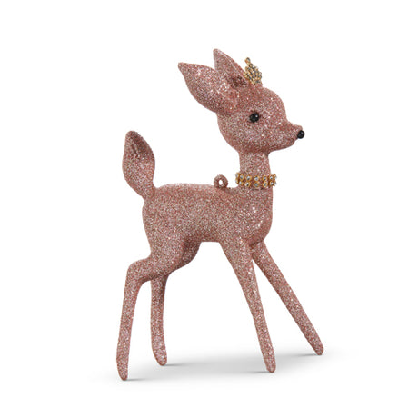 Raz 6.5" Glittered Pink Deer Ornament