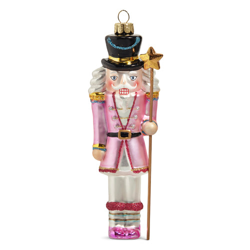 RAZ 6" Glass A Blushing Pink Coat Nutcracker Ornament 445879-R91