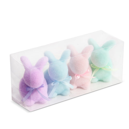 Raz Easter 4" Box of Pastel Flocked Bunnies 4453324