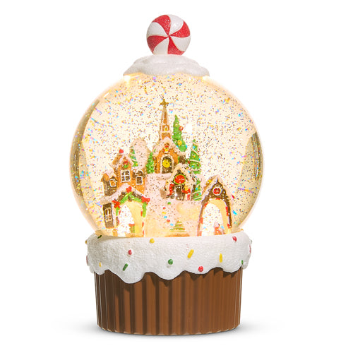 PRE-ORDER Raz 9.5" Animated Gingerbread Village Water Globe 4500790