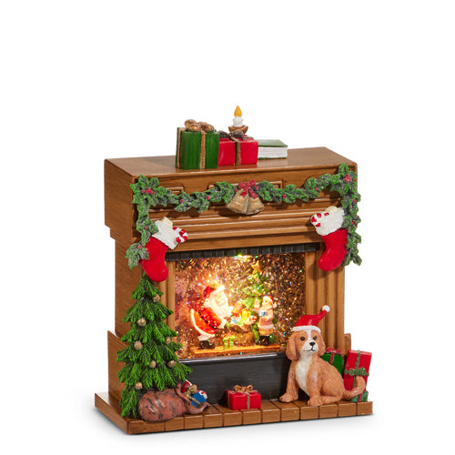 PRE-ORDER Raz 9" Santa Lighted Water Fireplace w/  Dog 4500797