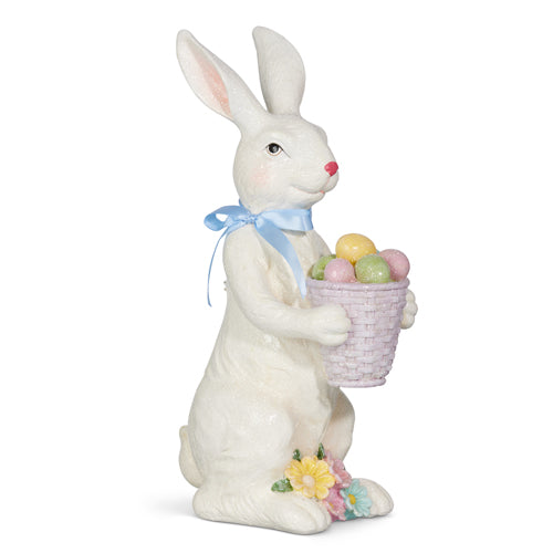 Raz Easter  15" Glittered Bunny with Egg Basket 4501613