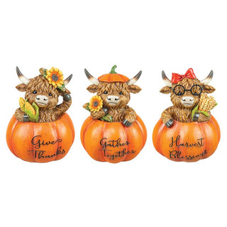 Pre-Order 4.75 Highland Cows in Pumpkin Set 45099