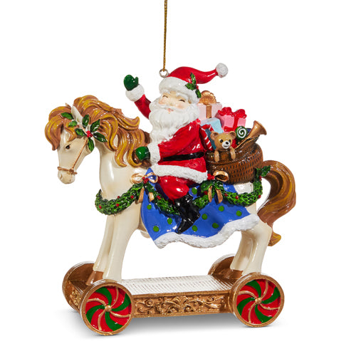 PRE-ORDER 5" Santa on Toy Chest Ornament 4510393