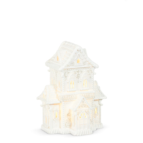 PRE-ORDER Raz 12" Lighted White House with Pearls 4510446