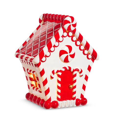 PRE-ORDER  Raz 16" Red White Peppermint Gingerbead House 4510467