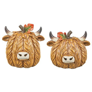 Pre-Order 3.75" Highland Cow Pumpkin Head Set 45109