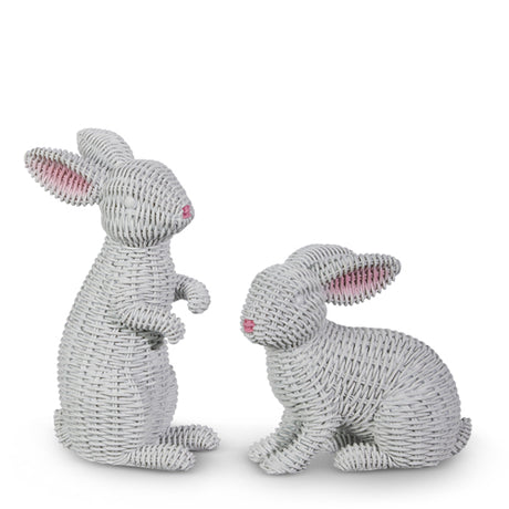 Raz Easter 12.75"  White Woven Bunnies Set 4511310