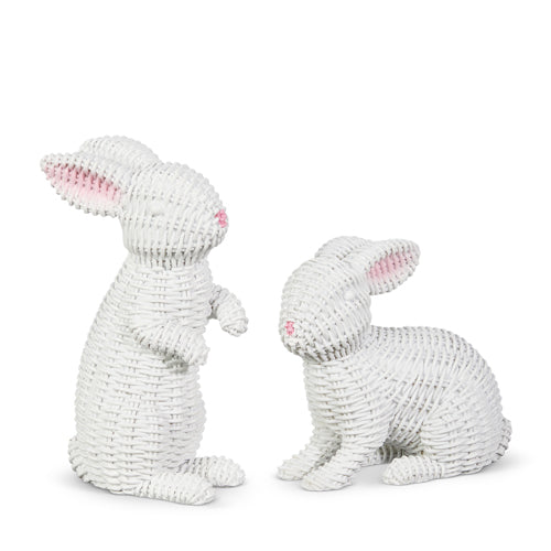 PRE-ORDER-Raz Easter 8" White Woven Bunnies Set 4511311