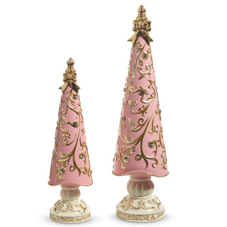 PRE-ORDER 17" Pink Gold Coquette Bow Scroll Pattern Tree Set 4511621