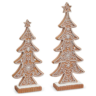 PRE-ORDER Raz 15" Resin Frosted Gingerbread Tree Set  4512136