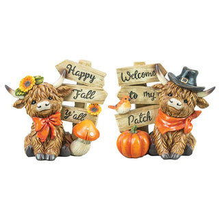 Pre-Order 5" Signpost Harvest Highland Cow Set 45129