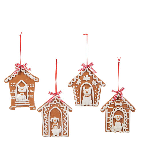 PRE-ORDER  Raz 4.5" Gingerbread Doghouse Ornament 4516650