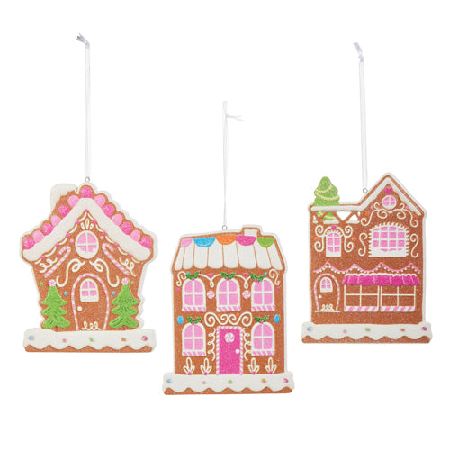 PRE-ORDER Raz 5" Bright Gingerbread House Ornaments Set 4516654