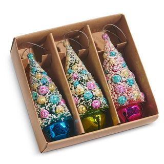 PRE-ORDER Raz 4.75" Box of Multicolor Bottle Brush Bell Tree Ornaments 4519158