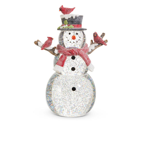 PRE-ORDER Raz 12" Lighted Snowman with Silver Swirling Glitter 4519206