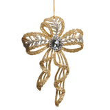 PRE-ORDER Raz 6" Sparkly Gold Gem Bow Ornament 4519241