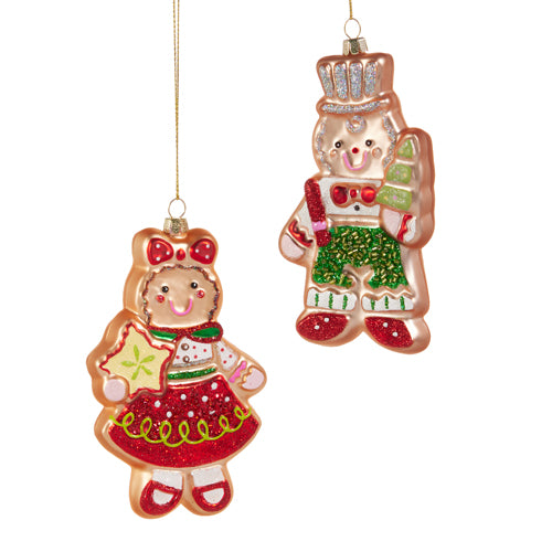 PRE-ORDER Raz 5.75" Happy Gingerbread Glass Ornament Set 4520034