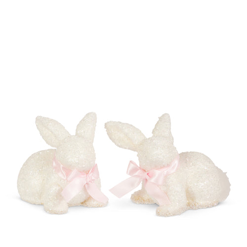 Raz 5.5" White Glitter Bunny Set 4520817