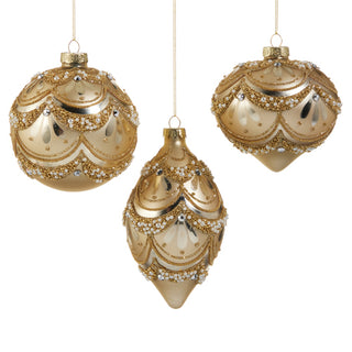 Pre-Order Raz Christmas 4" Gold Pearl Trimmed Ornament 4522866