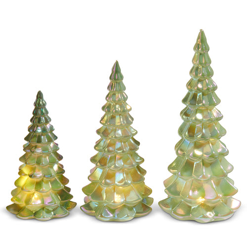 PRE-ORDER Raz Lighted Green Iridescent Trees 4522910