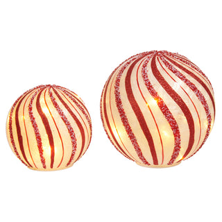 Pre-Order 8" Lighted Peppermint Orbs Set 4533013