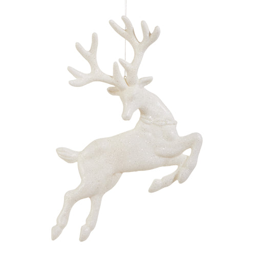 Pre-Order Raz Christmas 17.5" Large White Glitter Leaping Deer Ornament 4540900