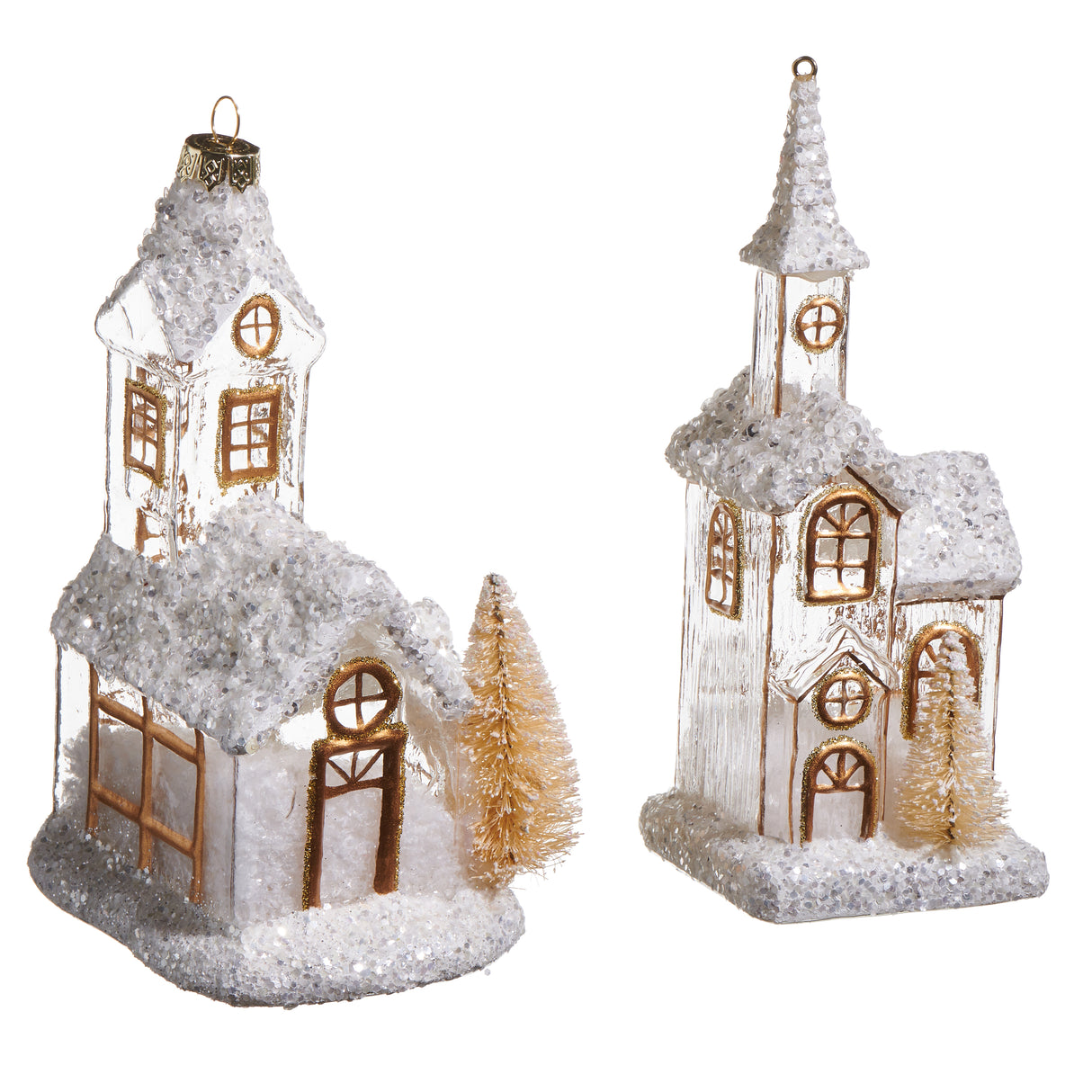 PRE-ORDER Raz 6.25" White Gold Church Ornament 4552886
