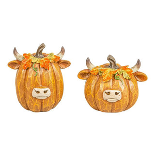 Autumn Leaf Highland Cow Pumpkin Set 46028