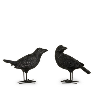 RAZ Halloween 7.5" Crow Candle Holder Set