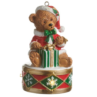 Pre-Order Lighted Teddy Bear on Drum Ornament 4612205