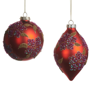 Pre-Order Enchanted Forest Glittered Floral Ball and Finial Ornament 4612536