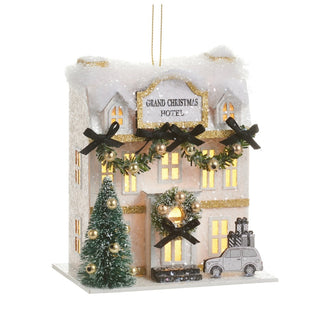 RAZ 5" Lighted Paper Christmas Hotel Ornament 4615578