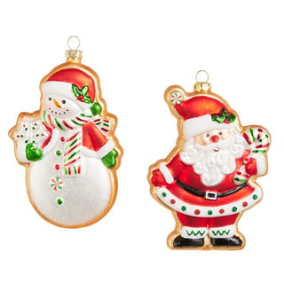 Pre-Order Gingerbread Santa Glass Snowman Ornament Set 4619144