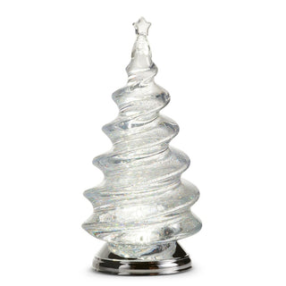 Pre-Order 12" Lighted Silver Spiral Swirling Glitter Water Tree 4619278