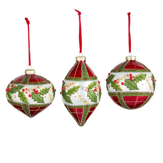 Pre-Order Plaid Holly Berry Ornament Set 4623005