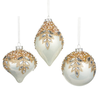 Pre-Order White Gem Encrusted Ornament Set 4624651