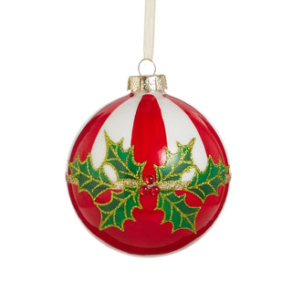 Pre-Order Stripe and Holly Red Ball Ornament 4624657
