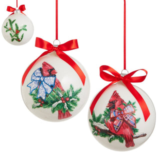 Pre-Order Cardinal with Holly and Bow Ball Ornament Set 4624801