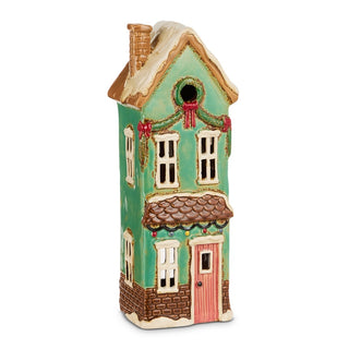 Pre-Order Blue Ceramic Tealight Candle Village House 4654852